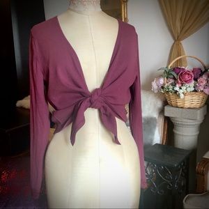 Victoria’s Secret tie front plum top, size L